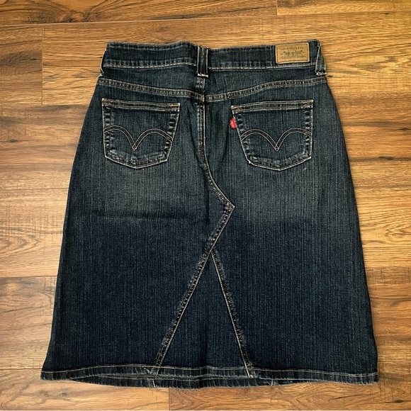 Levis Denim Skirt Midi Modest Womens 6 Blue Jean Western Vintage 90's Y2K Boho - Picture 2 of 6
